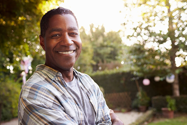 Happy Man Sitting in a Park